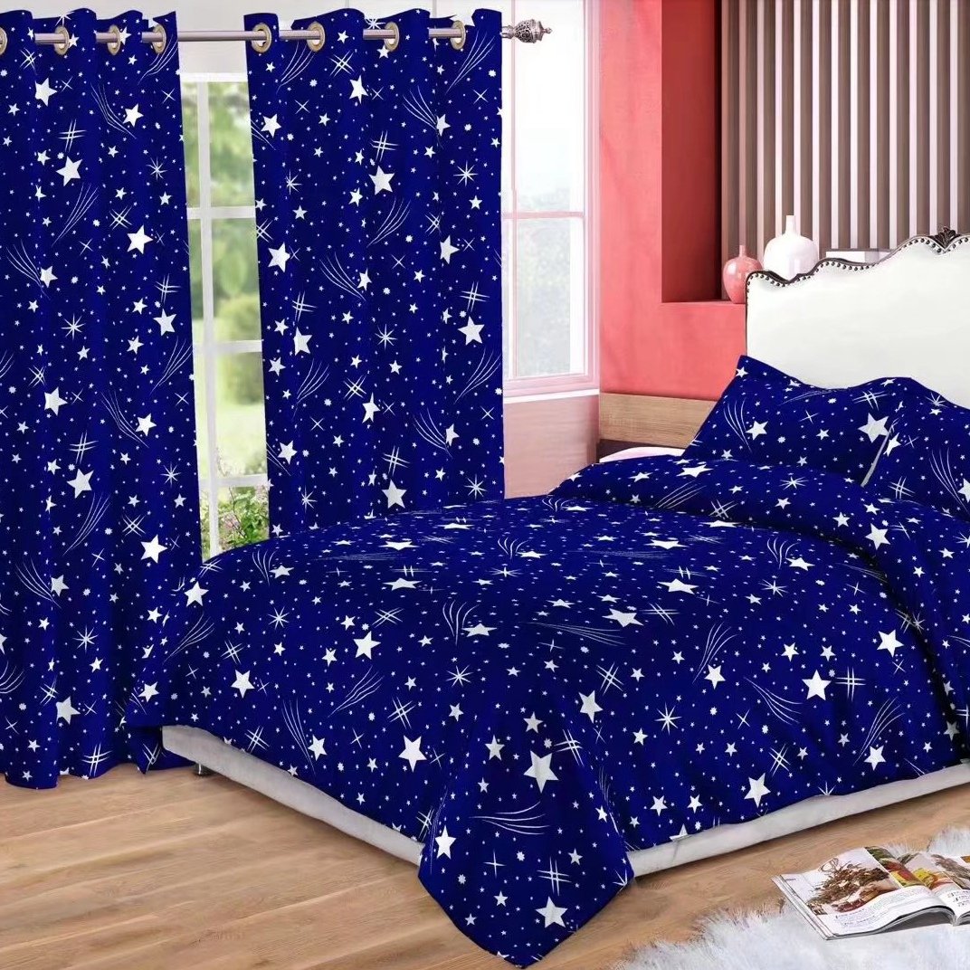 Wholesale cheap 3D Home collection curtains with matching bedding Bed Sheet Set