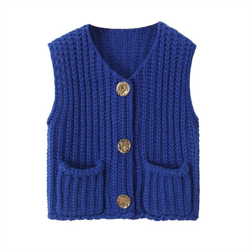 TAOP&ZA women's clothing 2024 early autumn fashion all-match woven hollow round neck thick needle knitted vest 5802002