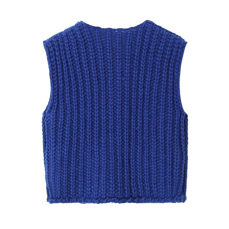 TAOP&ZA women's clothing 2024 early autumn fashion all-match woven hollow round neck thick needle knitted vest 5802002