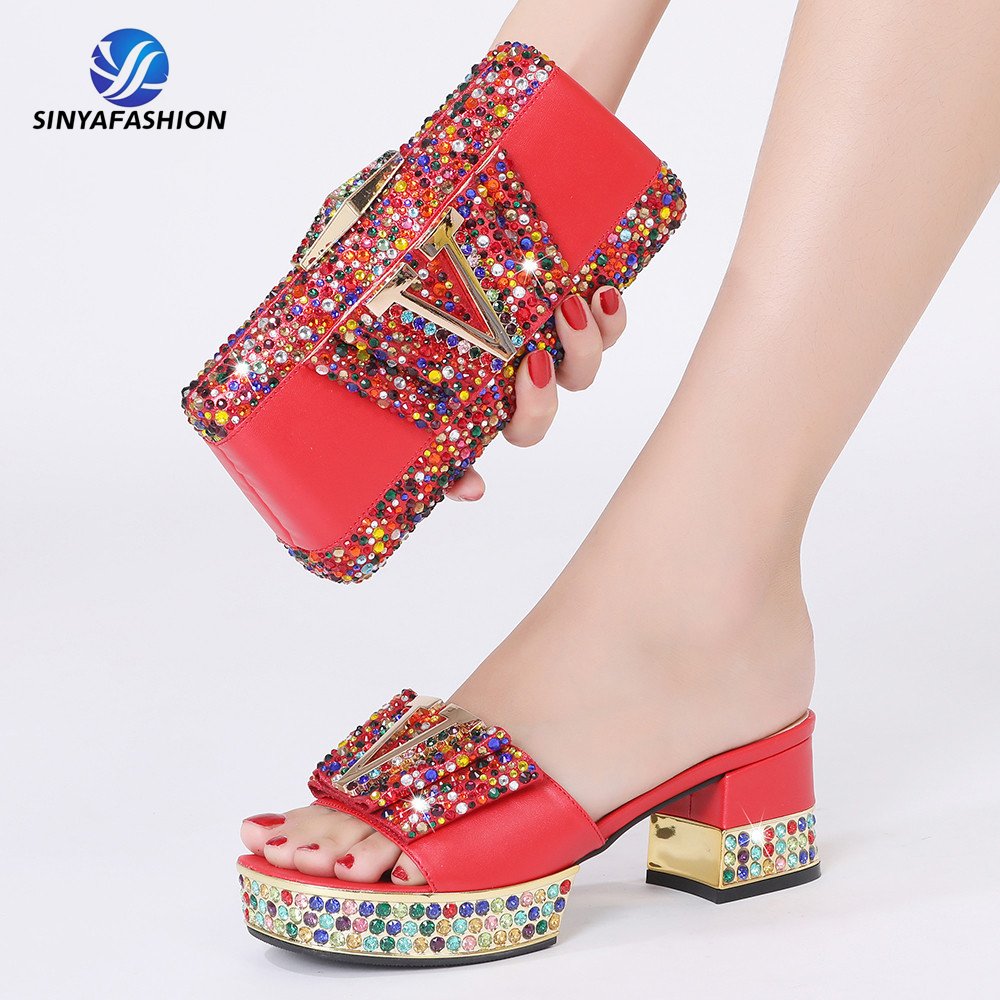 High quality yellow African designer Italian high heel shoes and bag set to match women for Nigeria party