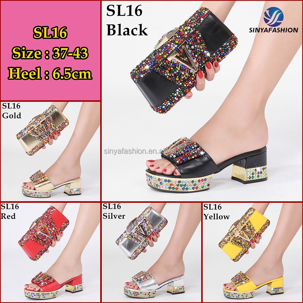 High quality yellow African designer Italian high heel shoes and bag set to match women for Nigeria party