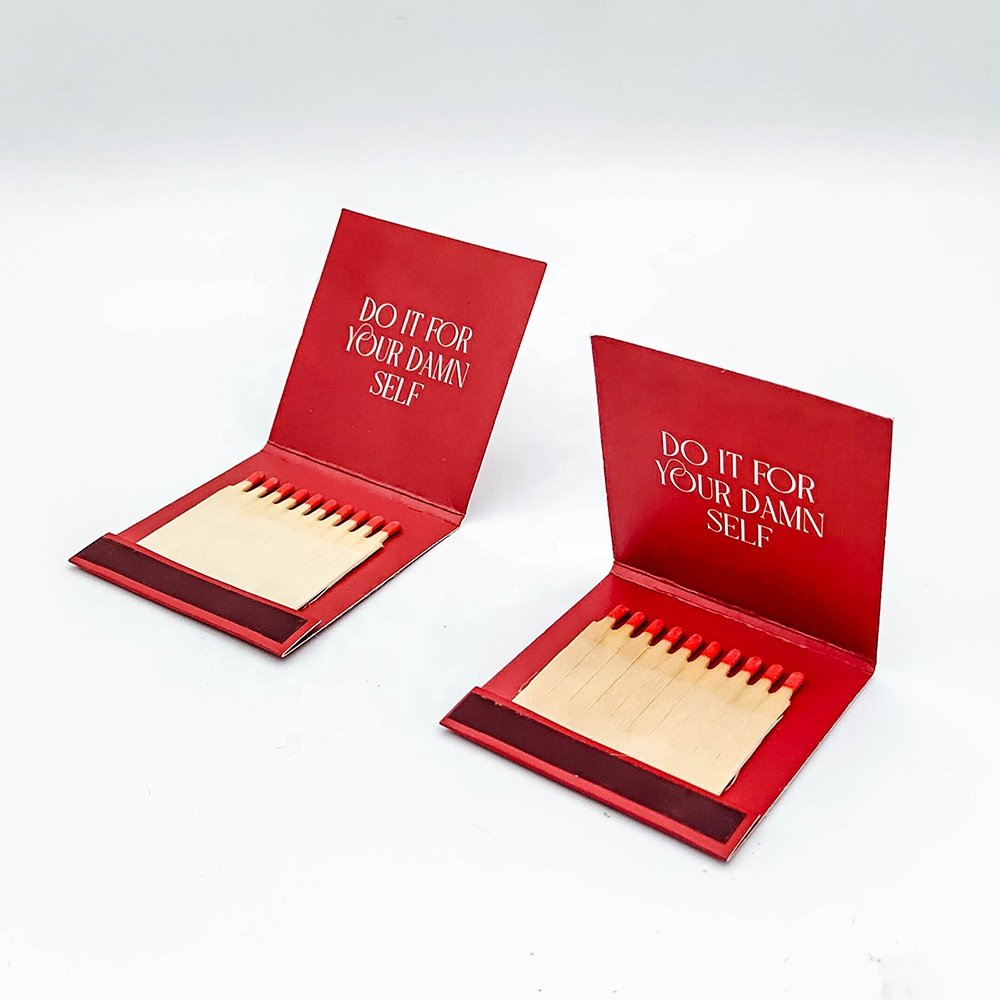 4.8 cm matches sticks red tips match box with custom logo with10 sticks matchbook black paper stick matchbook