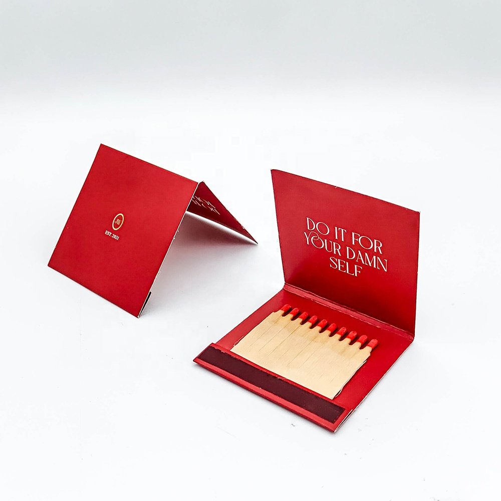 4.8 cm matches sticks red tips match box with custom logo with10 sticks matchbook black paper stick matchbook