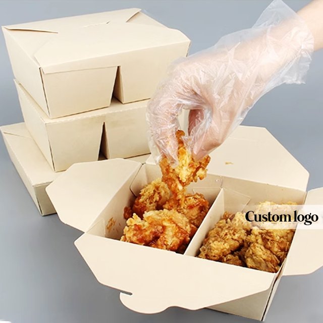 Double-Matching Breathable Fried Chicken Box Chicken Rice Flower Chips Split Lunch Box Take-Out Commercial Paper Lunch Box