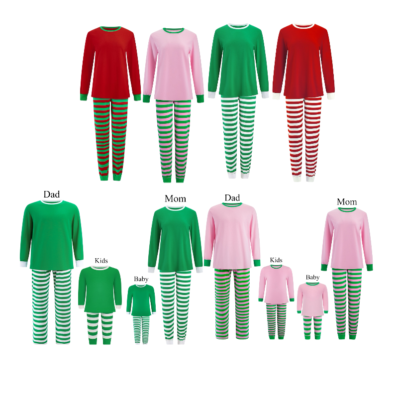 2024 christmas pajamas family clothes cotton baby boy girl kids women's men 2 pieces christmas stripe pajama family matching set
