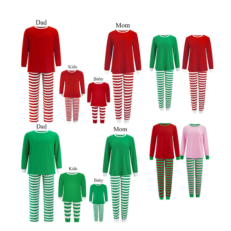 2024 christmas pajamas family clothes cotton baby boy girl kids women's men 2 pieces christmas stripe pajama family matching set