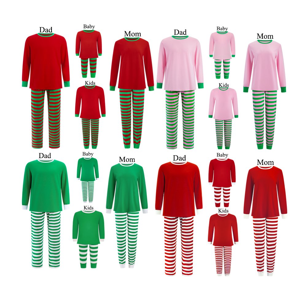 2024 christmas pajamas family clothes cotton baby boy girl kids women's men 2 pieces christmas stripe pajama family matching set
