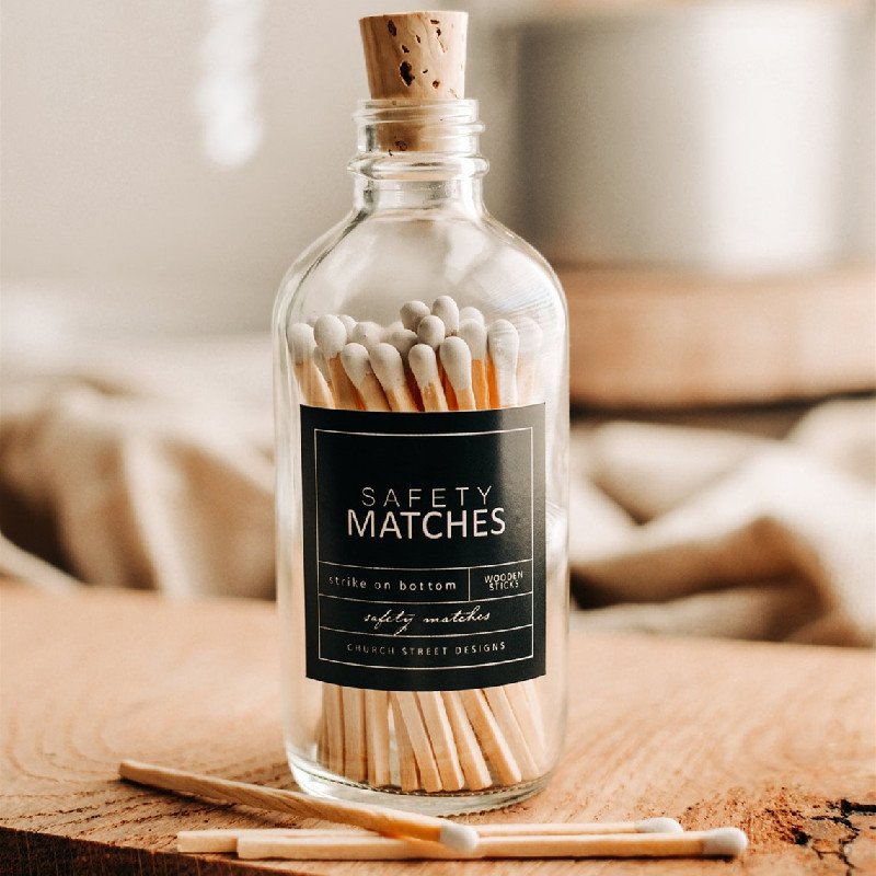 luxury home decor holder wooden matches in glass jar colorful wholesale price customize tip safety matches in glass jar