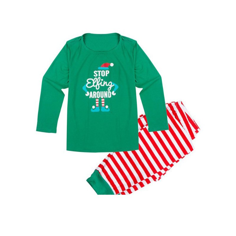 Winter Pyjamas Mommy And Me Matching Pajamas Sets Red And Green Stripes Christmas Pajamas Family with dog triangle scarf