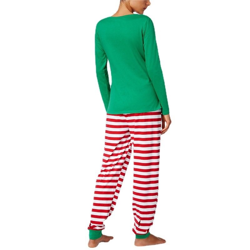 Winter Pyjamas Mommy And Me Matching Pajamas Sets Red And Green Stripes Christmas Pajamas Family with dog triangle scarf