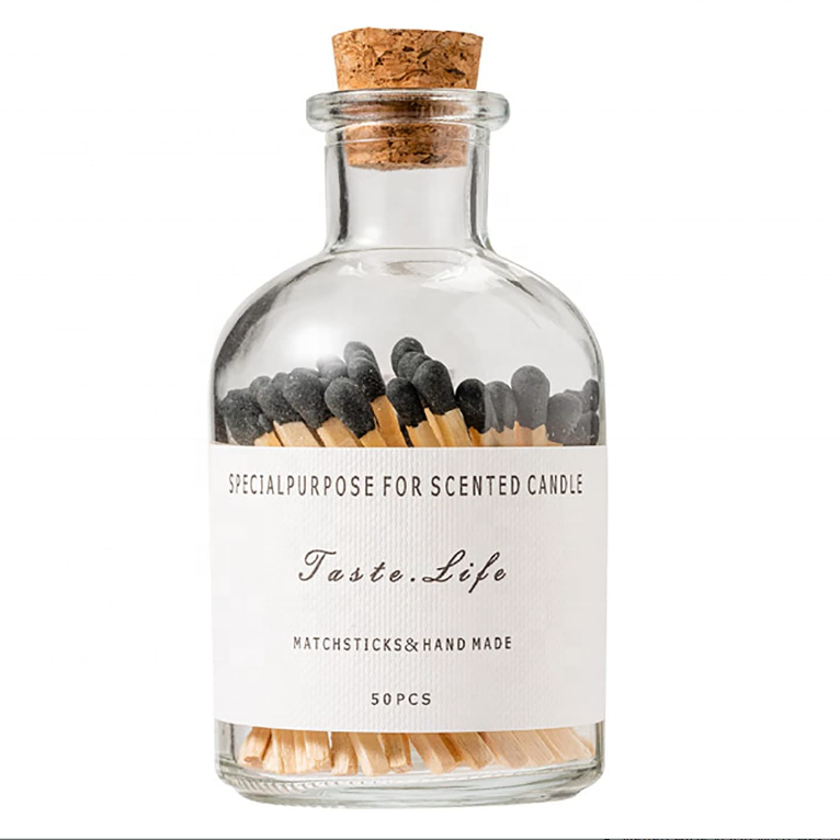 colored matchsticks promotional jar match in glass bottle custom matches sell on the spot black matchstick