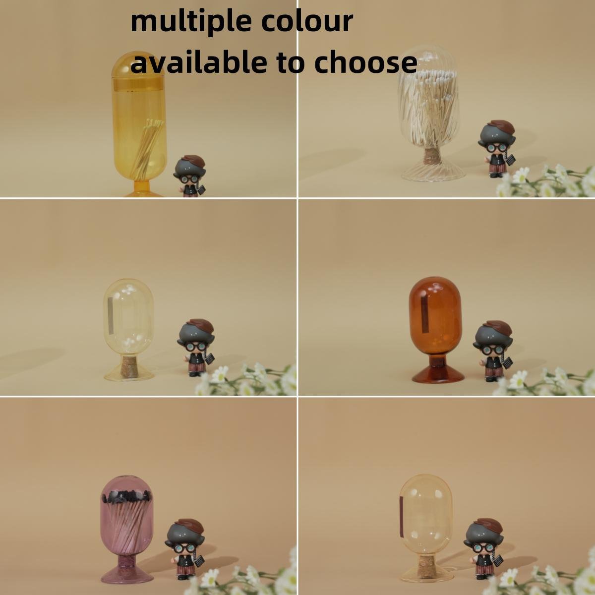 factory Custom Size And Color Transparent Hand Blown Glass Matches Cloche Decorative Match Holder Jar For Candles Set Display
