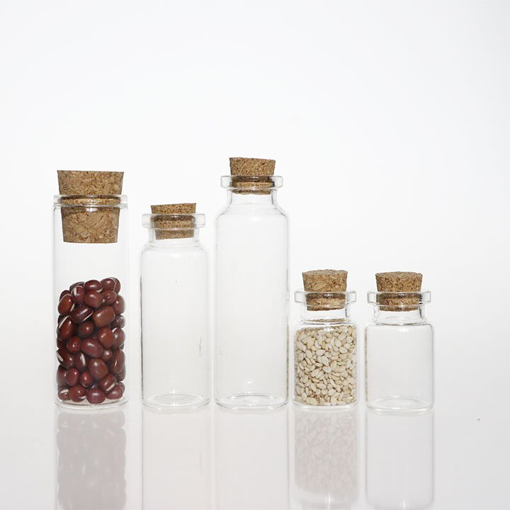 High Quality Mini Clear Glass Bottle Vials Empty Sample Jars Glass Vial Wishing Bottle With Cork Stopper Small Glass Jars