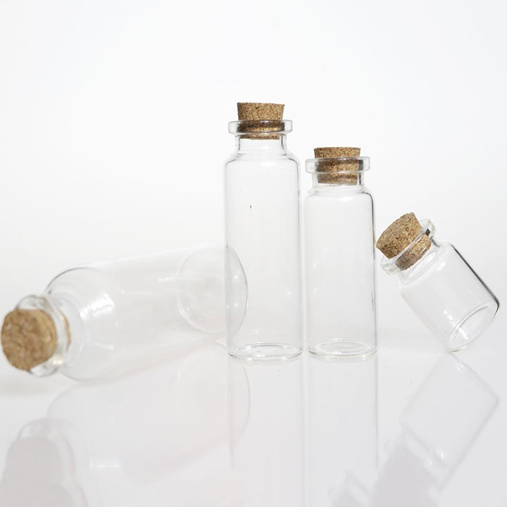 High Quality Mini Clear Glass Bottle Vials Empty Sample Jars Glass Vial Wishing Bottle With Cork Stopper Small Glass Jars