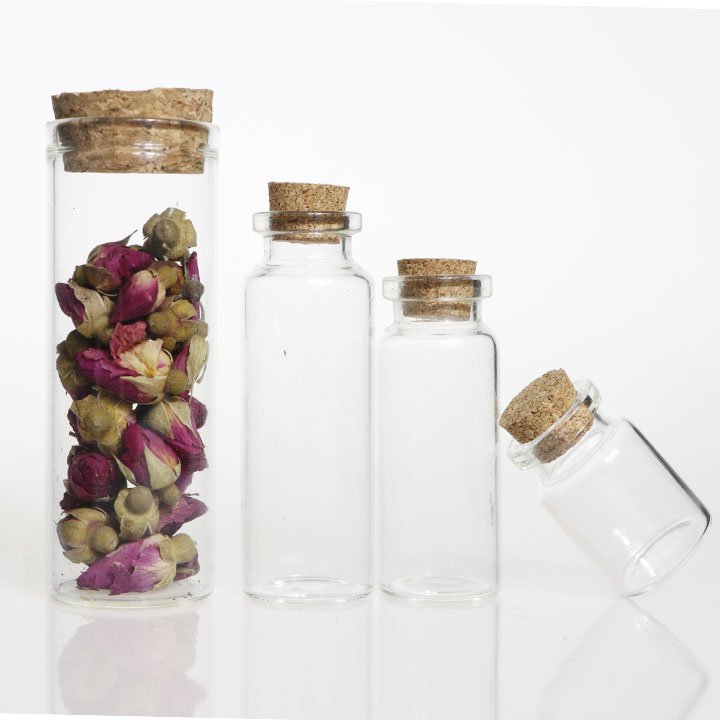 High Quality Mini Clear Glass Bottle Vials Empty Sample Jars Glass Vial Wishing Bottle With Cork Stopper Small Glass Jars