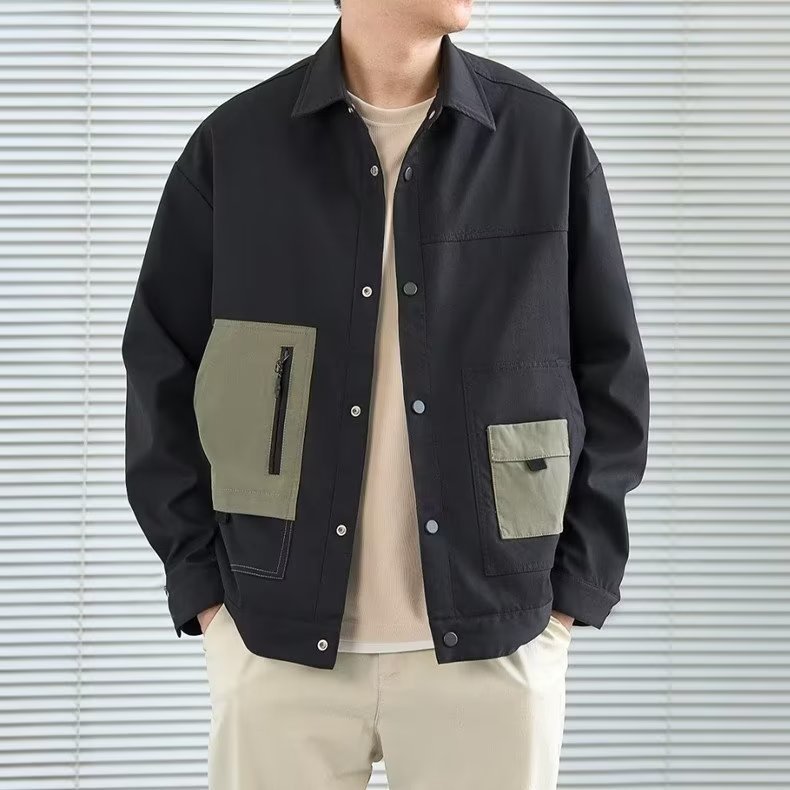 2024 Spring Autumn O-Neck Jacket Men Casual Denim Windbreaker Cotton Filling Zipper All-Match Workwear XL Size Winter