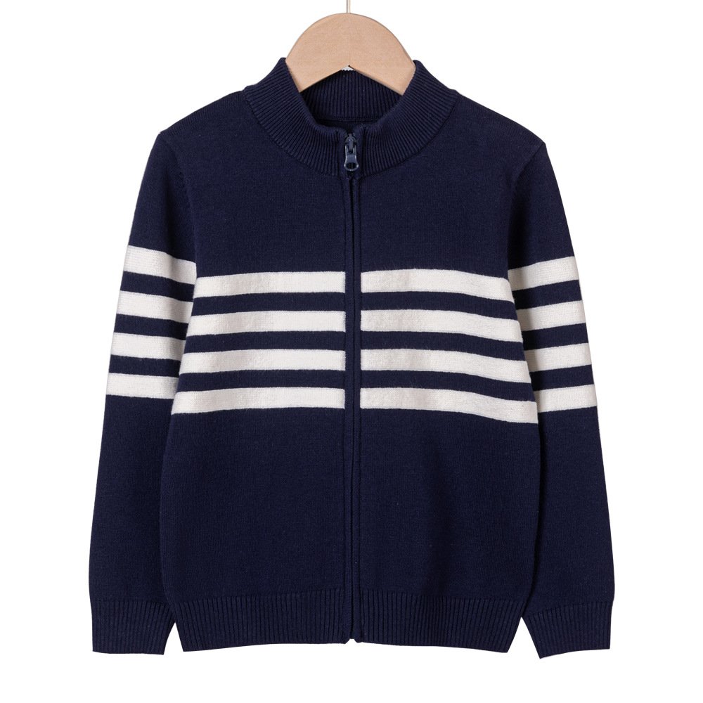 children's clothing stand collar zipper boys and girls knitted cardigan top spring and autumn all-match children's sweater coat