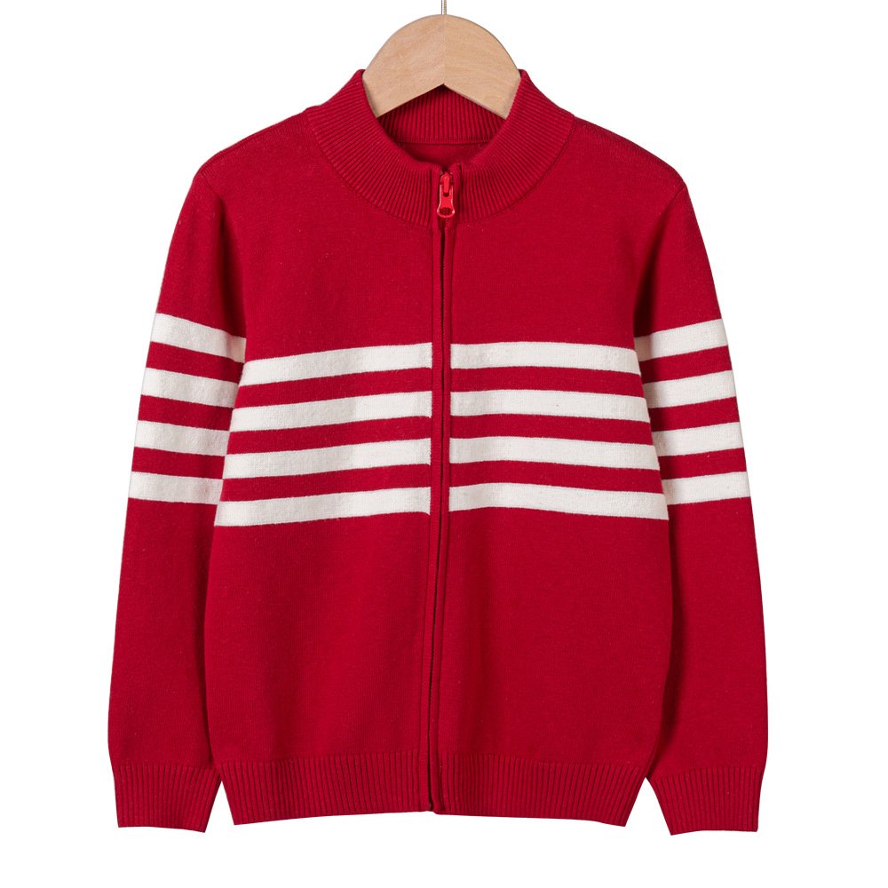 children's clothing stand collar zipper boys and girls knitted cardigan top spring and autumn all-match children's sweater coat