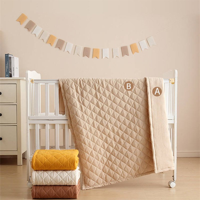 High Quality Cotton Crib Cot Fitted Sheet Baby Bedding Quilt Cover Set with Matching Color Flat Pillow