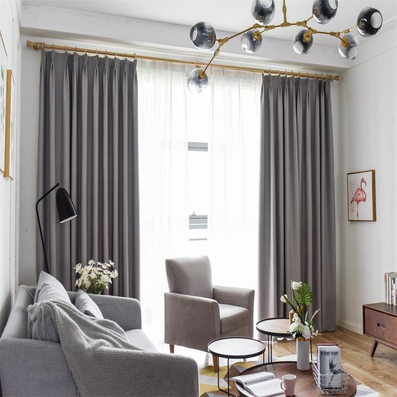 Full Light Shading Ceiling Window Decoration Solid Pattern Ladder Belt Traditional Style Singapore Customized Blackout Curtains