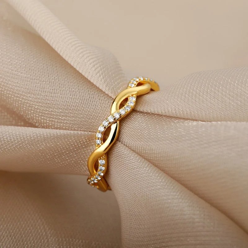 S925 sterling silver ring moissanite stone minimalist two-strand twist twist fine ring personality all-match silver ring