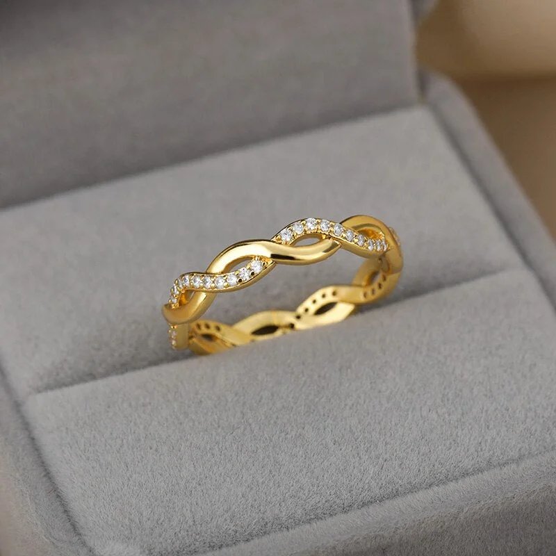 S925 sterling silver ring moissanite stone minimalist two-strand twist twist fine ring personality all-match silver ring