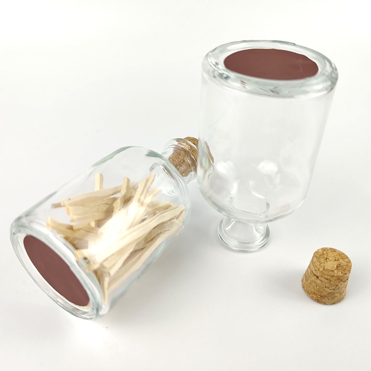 Coloured head safety matches glass bottle matches jar bottle with cork
