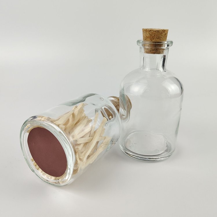 Coloured head safety matches glass bottle matches jar bottle with cork
