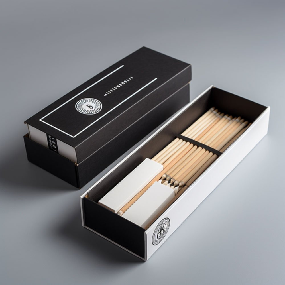 Custom personalised holographic printing gift match box packaging gift black and white design luxury match box of matches box