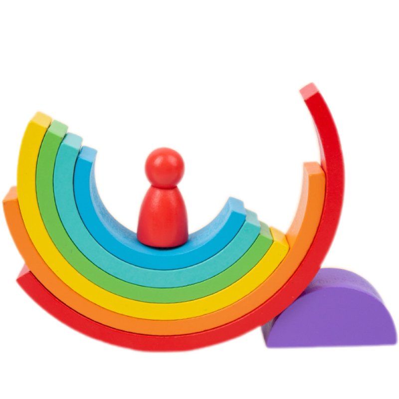 Montessori Wooden iridescence Stacking Match Building Block Sets Children diy Educational Learning game Toys For Kids Boys Girls