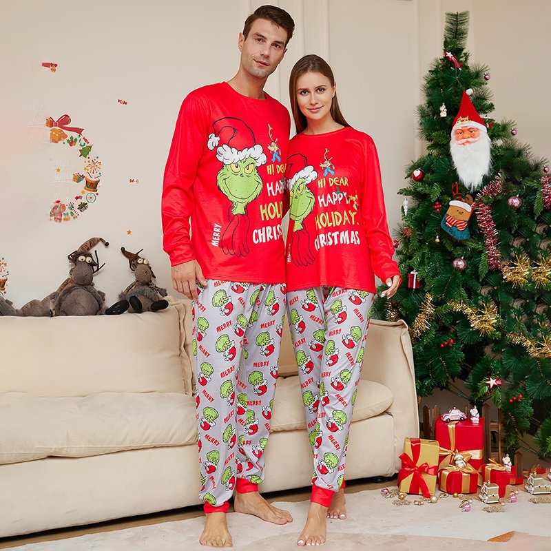 Christmas Party Set Adults Kids Custom 2 Piece Sleepwear Pajamas Print Christmas Pyjamas Set Family Matching Christmas Pajamas