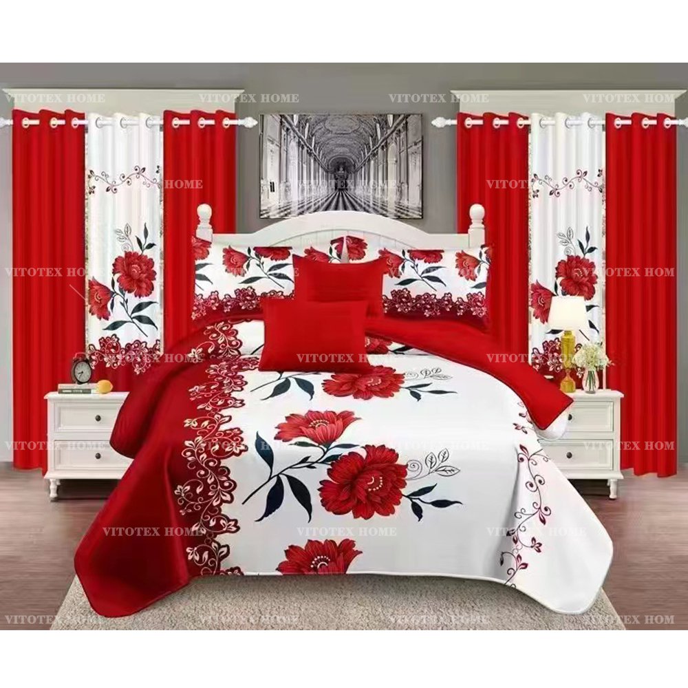 2024 new stock for 8 piece bedding sets with matching curtains cotton bedding set with match curtains