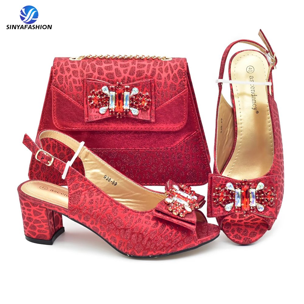 High Quality Full Rhinestone Shoe And Purse Match Sets Luxury Shoe and Bag Set For African Women