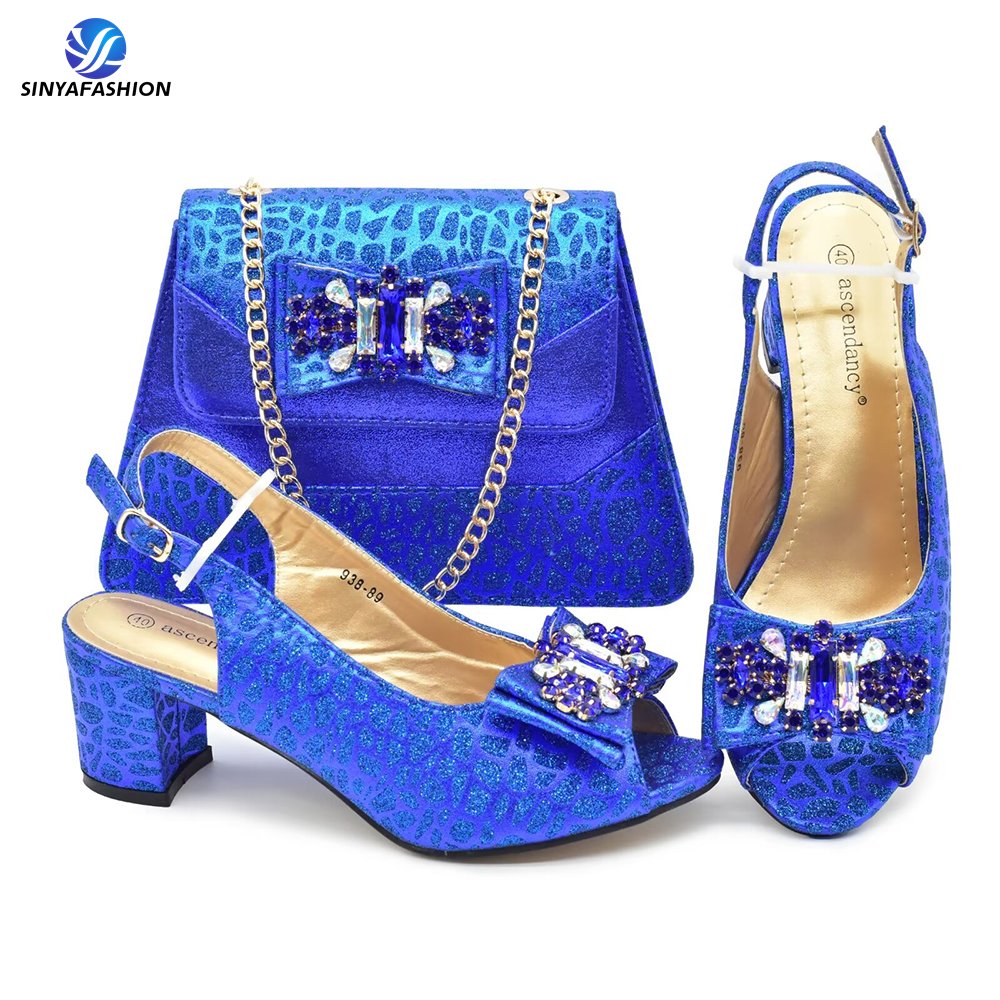 High Quality Full Rhinestone Shoe And Purse Match Sets Luxury Shoe and Bag Set For African Women