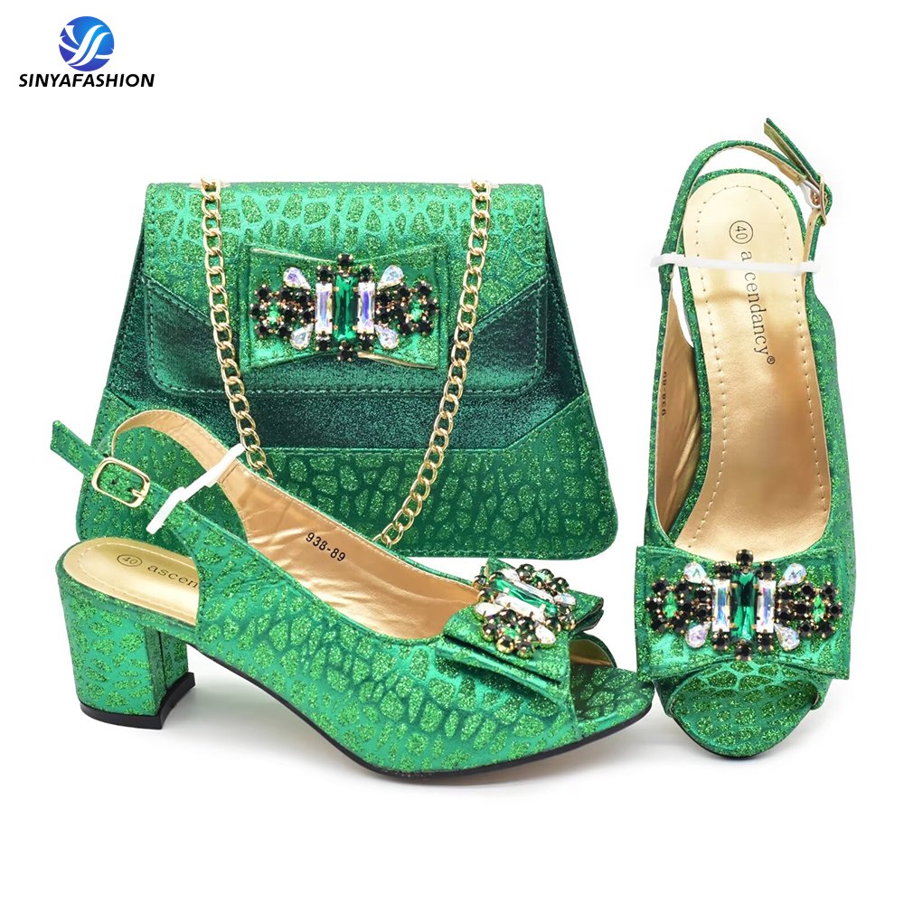 High Quality Full Rhinestone Shoe And Purse Match Sets Luxury Shoe and Bag Set For African Women