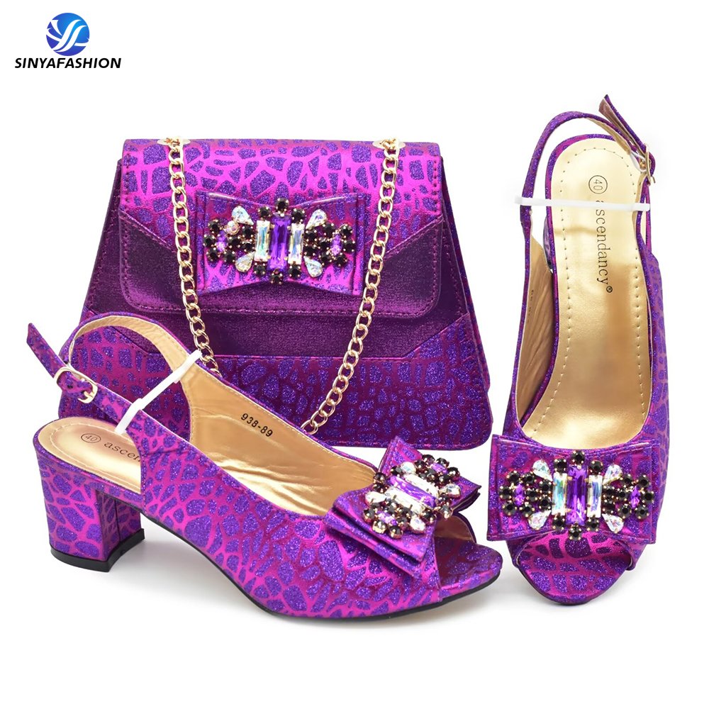 High Quality Full Rhinestone Shoe And Purse Match Sets Luxury Shoe and Bag Set For African Women