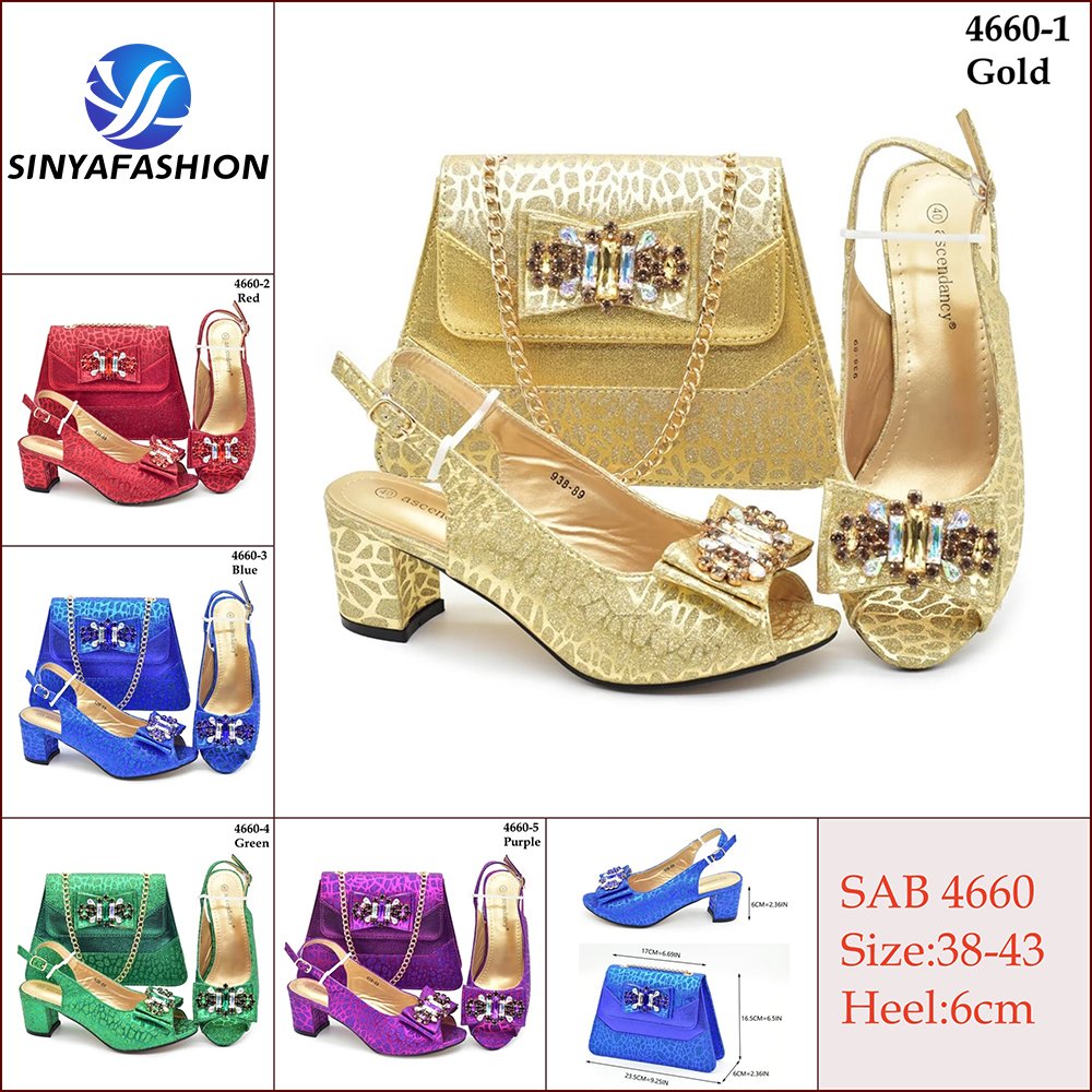 High Quality Full Rhinestone Shoe And Purse Match Sets Luxury Shoe and Bag Set For African Women