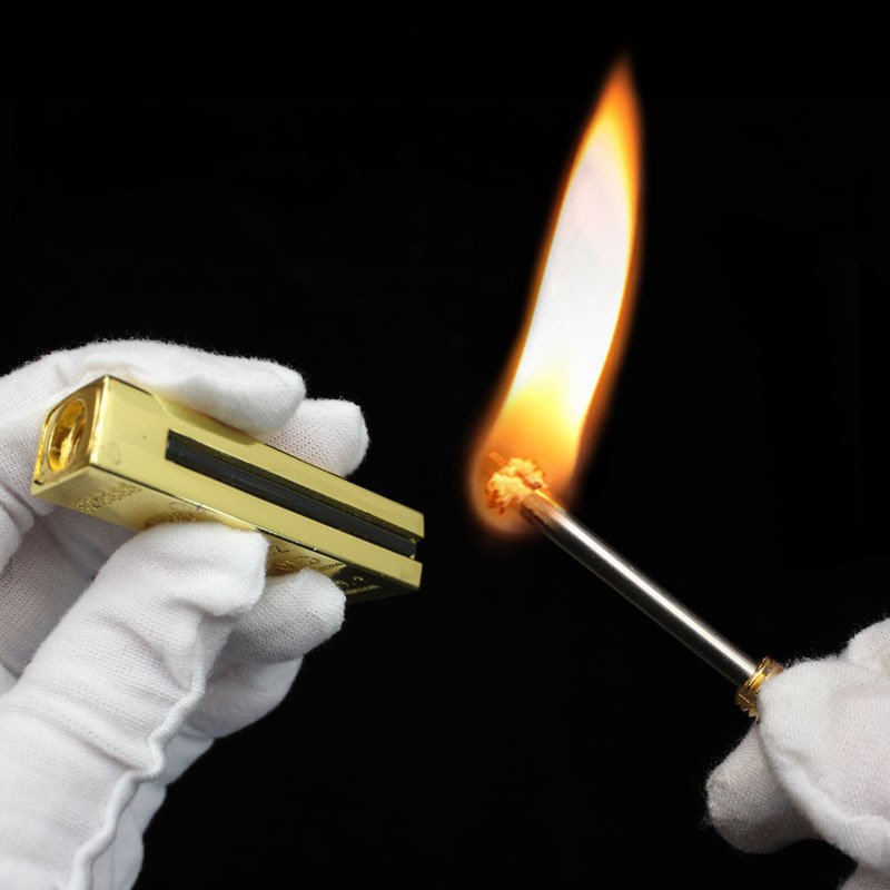 HY735 gold bar million matches Metal kerosene lighter open flame key chain set wholesale