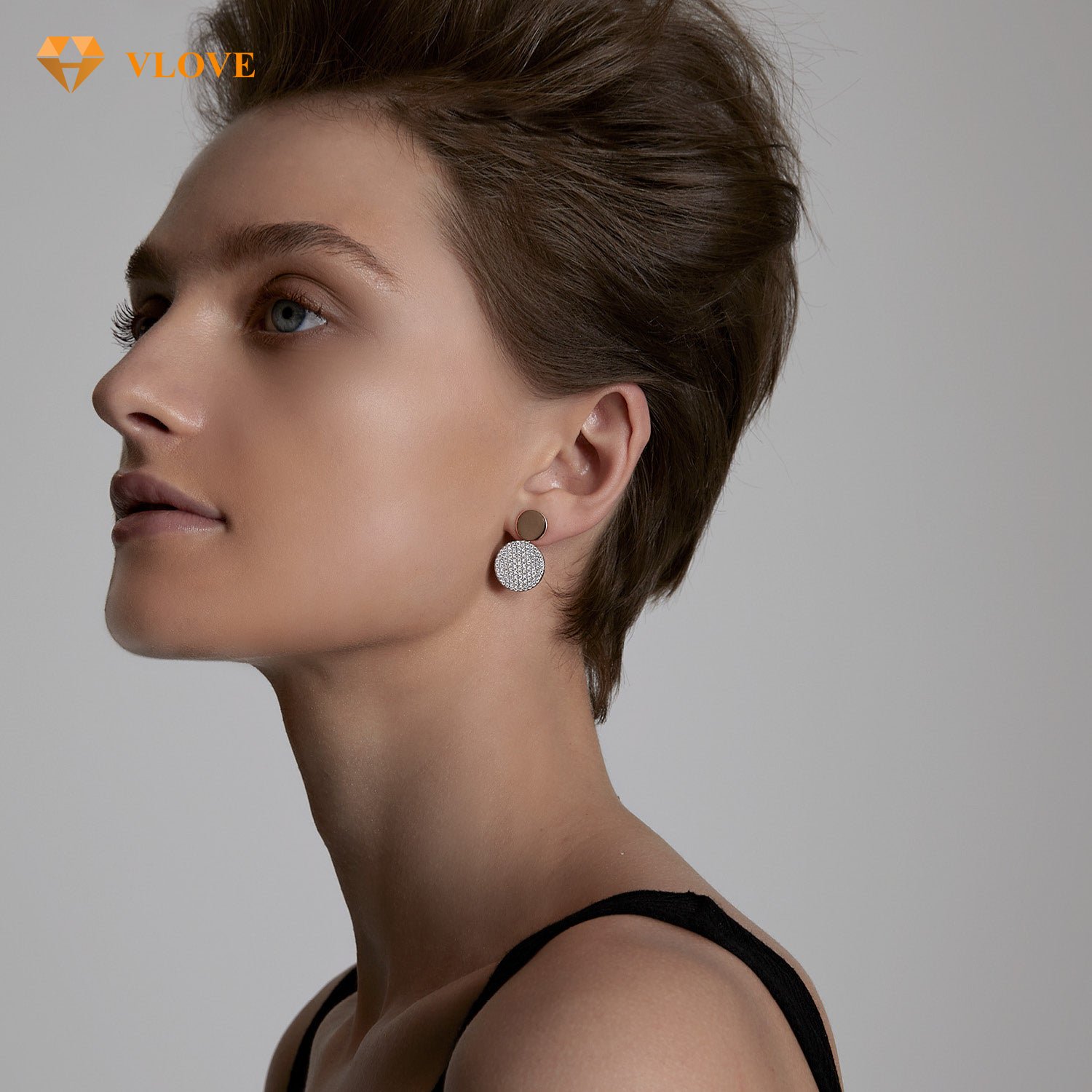 VLOVE Gold Jewelry Wholesale Diamond Rings Jewelry 14k Mix Matched Diamond Disc Earrings