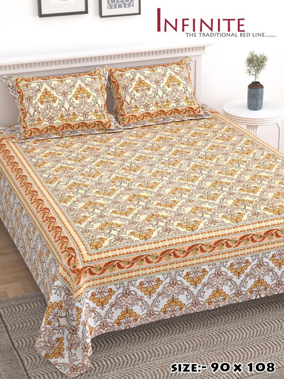 Jaipuri Cotton Printed Double Bed Bedsheet