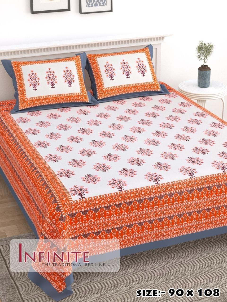 Jaipuri Cotton Printed Double Bed Bedsheet
