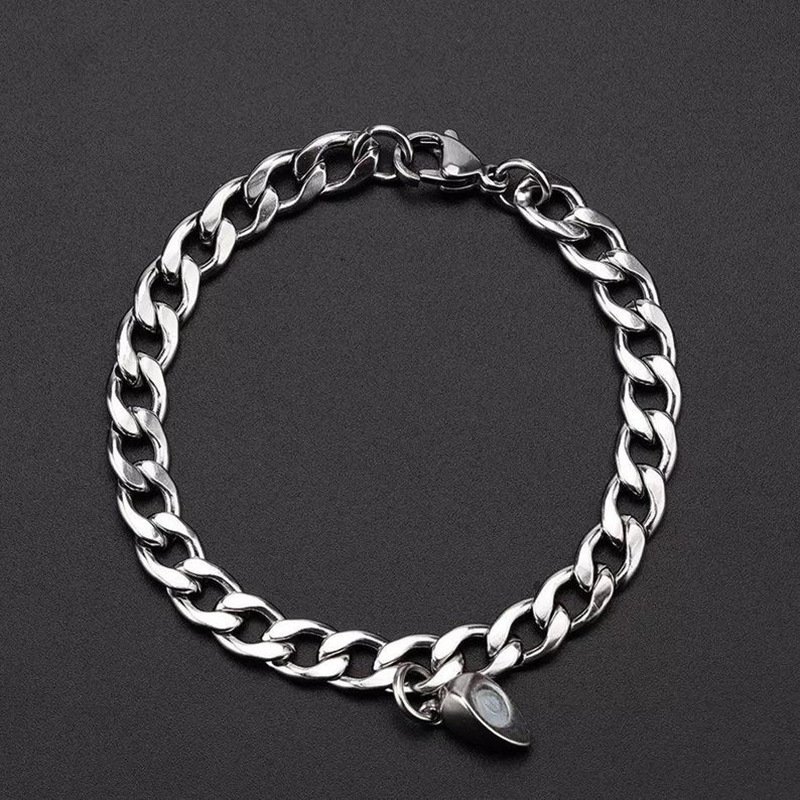 Hot-Sale Couples Matching Bracelets Cuban Chain Peach Heart Magnetic Bracelets for Boyfriend and Girlfriend