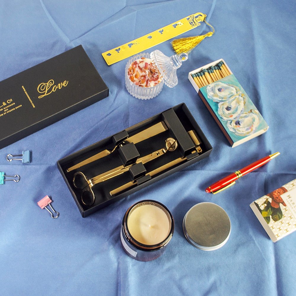 Hot Sell 3 Wick Candle Jars Wick Trimmer Scissors Antique Candle Care Kits Wick Trimmer Set