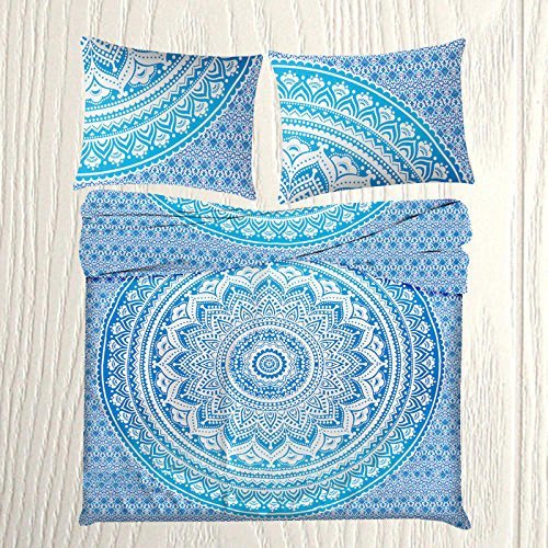 Ombre Mandala Comforter Cover Queen Set cover throw 2 Matching pillow cases cover zipper Quilt bedspread cotton pillow cases