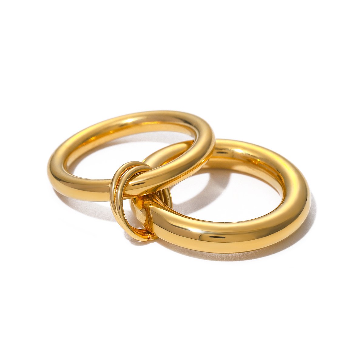 J&D 18K Stainless Steel PVD Plated Gold And Silver Color Matching Polished Steel Ring Hanging Five Small Gold Ring For Women