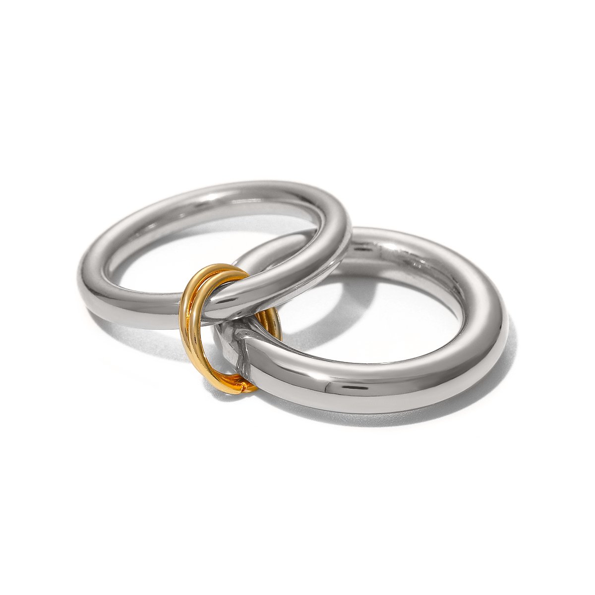 J&D 18K Stainless Steel PVD Plated Gold And Silver Color Matching Polished Steel Ring Hanging Five Small Gold Ring For Women