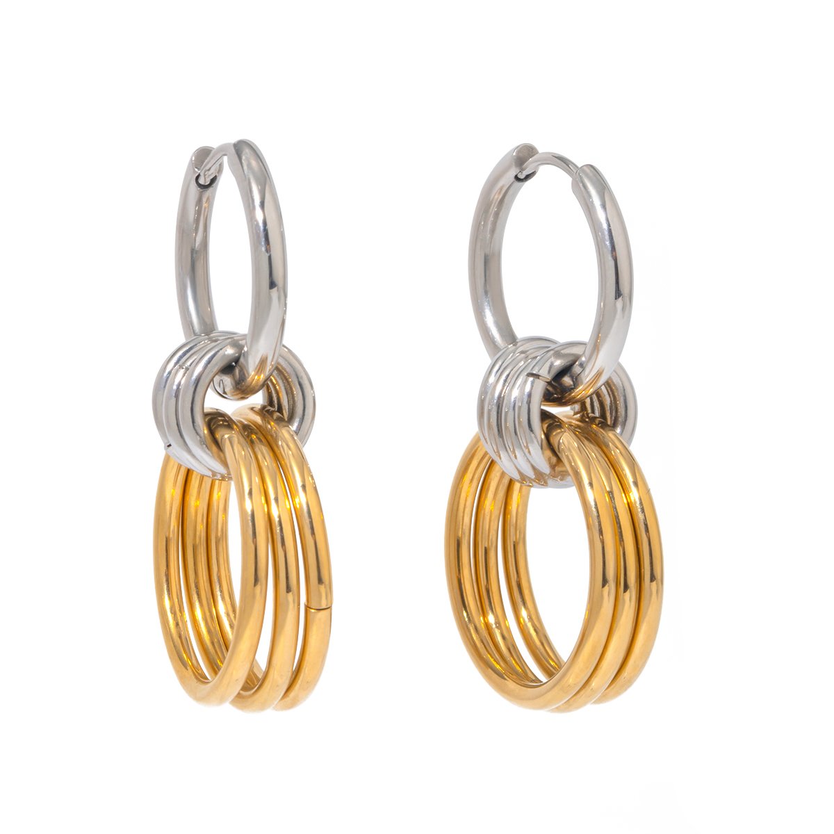 J&D 18K Stainless Steel PVD Plated Gold And Silver Color Matching Polished Steel Ring Hanging Five Small Gold Ring For Women