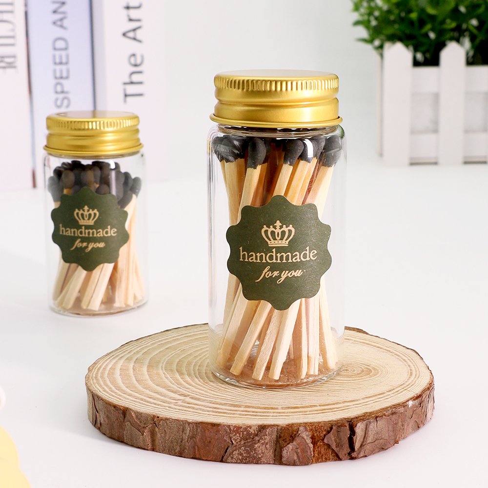 New Custom Colorful Match Sticks In Glass Jar Bottle Matches wooden matchsticks in bottle candle aromatherapy