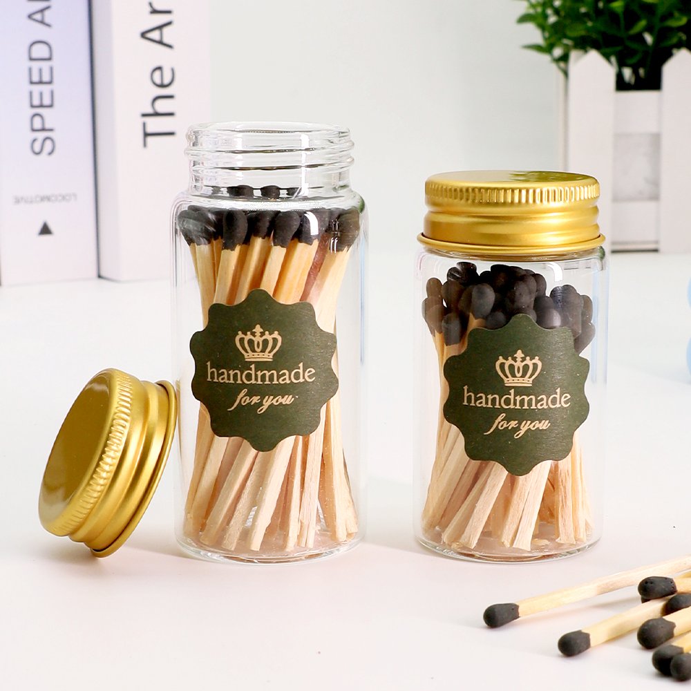 New Custom Colorful Match Sticks In Glass Jar Bottle Matches wooden matchsticks in bottle candle aromatherapy