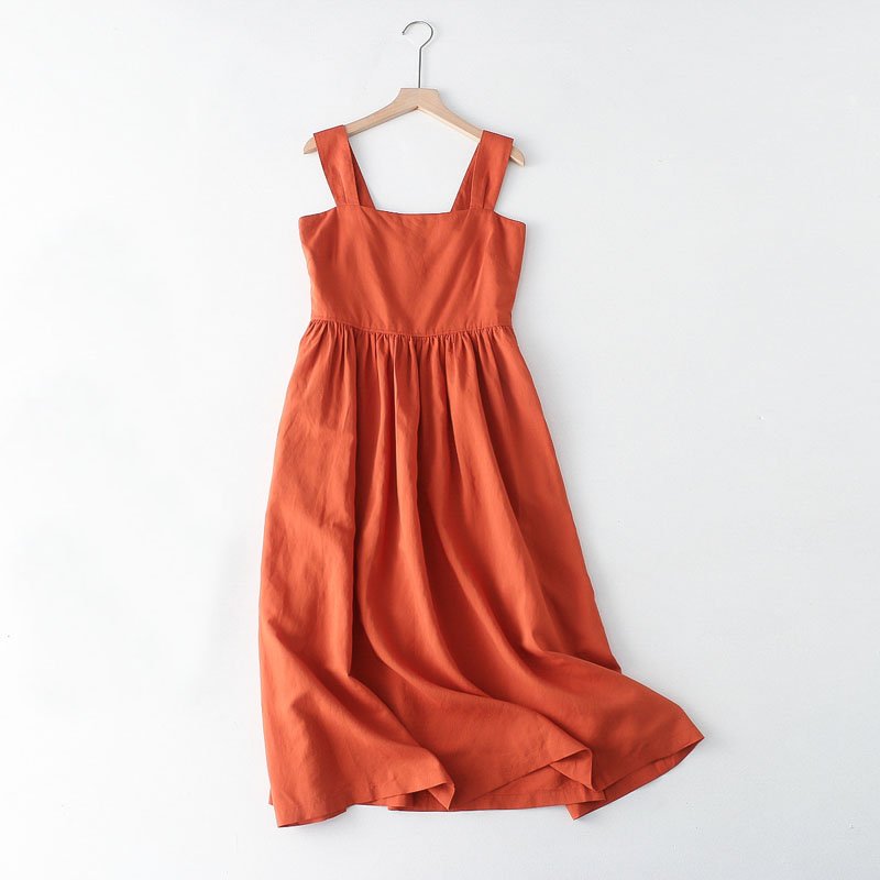 QZ221 New 2022 Solid Color Match All Design Casual Dress Women Dresses Clothing 3
